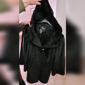 Regal brand size large black faux Mink coat